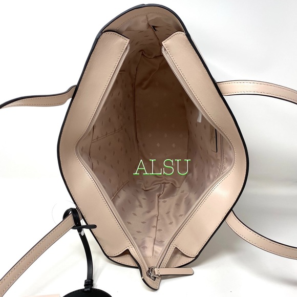 Kate ♠️ Spade Briel Large Tote Leather Beige Black - Picture 8 of 11